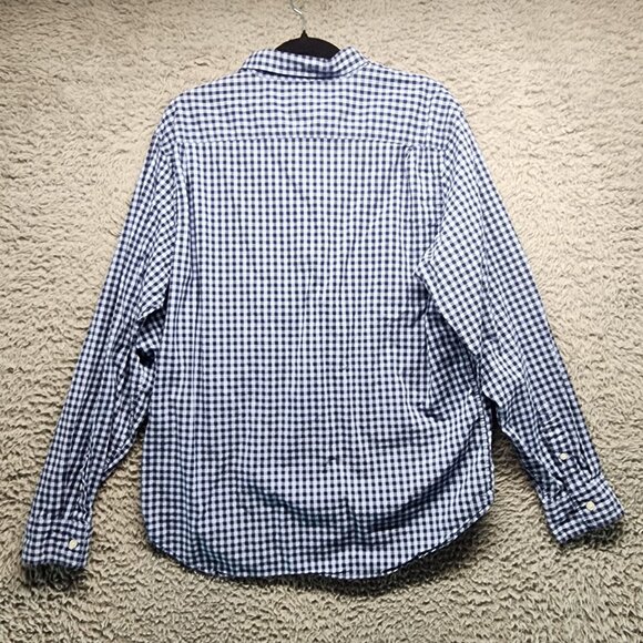 Old Navy Shirt Mens Large Blue Gingham Long Sleeve Button-Up Cotton Blend Casual - Picture 8 of 9